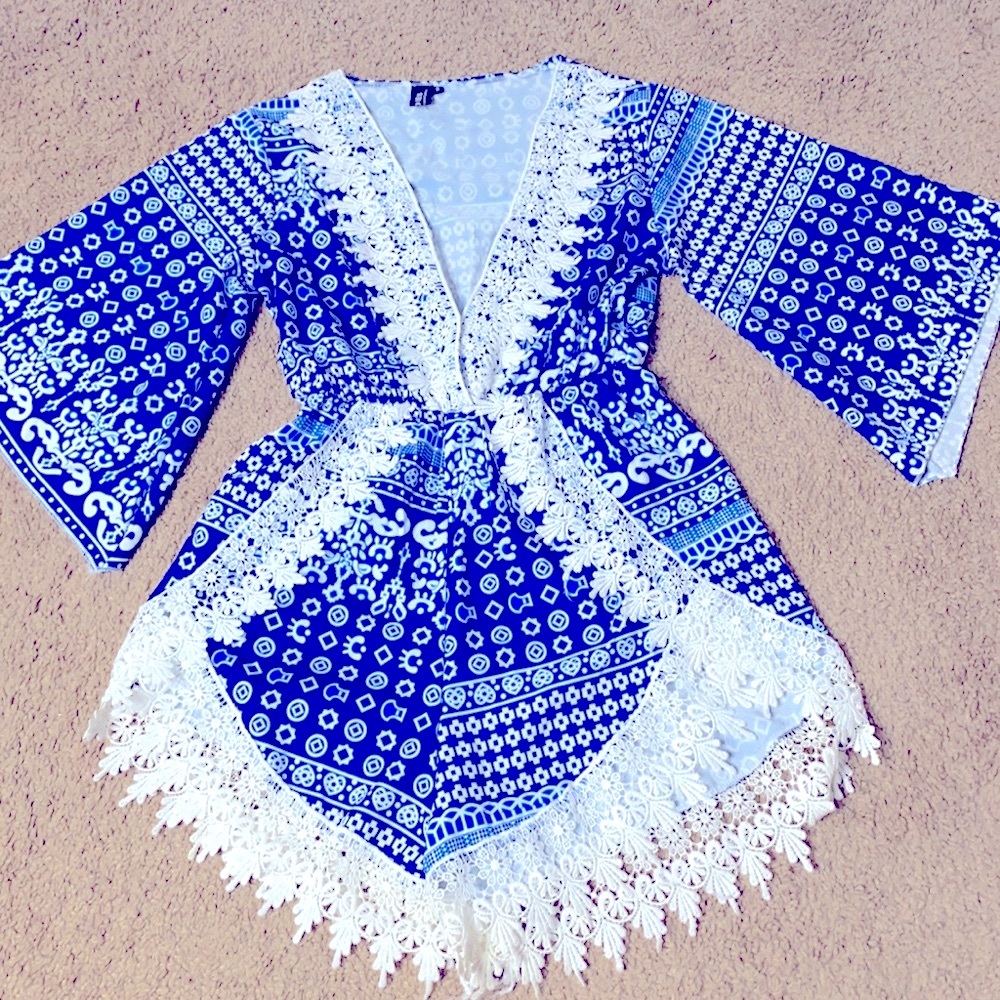 Blue laced romper